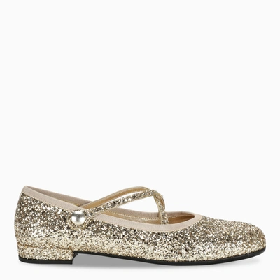 Miu Miu Glitter Ballerina Shoes In Metallic