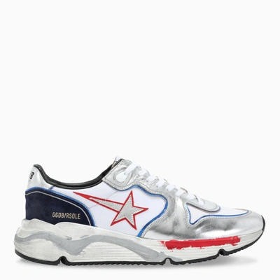 Golden Goose Silver, Red And Blue Running Sole Trainers In Multicolor