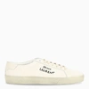 Saint Laurent Court Classic Distressed Logo-embroidered Canvas And Leather Sneakers In White