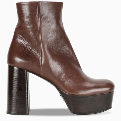 Prada Brown Ankle Boots With Plateaux