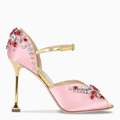 Miu Miu Pink/gold Jewel Sandals