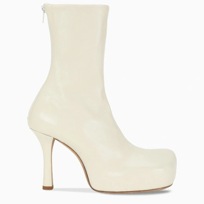 Bottega Veneta Cream Square Toe Ankle Boots In White