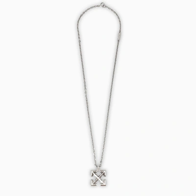 Off-white Silver-tone Arrow Necklace In Metal