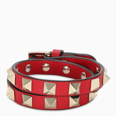 Valentino Garavani Red Rockstud Double-buckle Bracelet