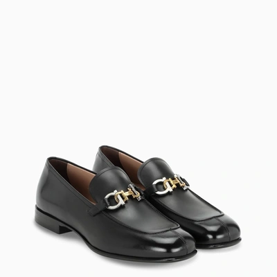 Ferragamo Black Squared Toe Loafers