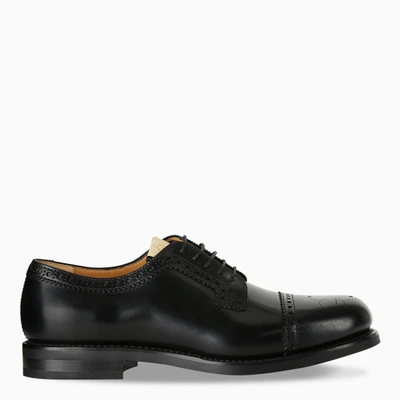 Gucci Brogue Leather Lace-up Derby Shoes In Black