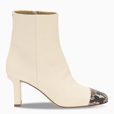 Aeyde Creamy And Phyton Belle Ankle Boots In White