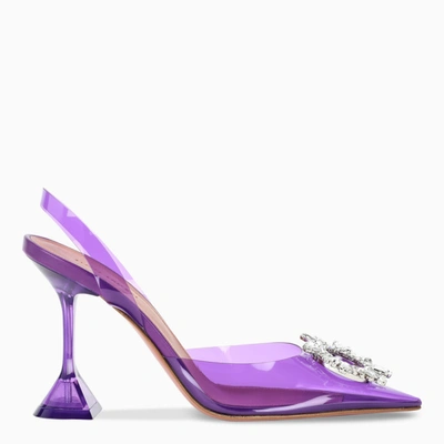 Amina Muaddi Rosie Crystal-embellished Bow-detailed Pvc Slingback Pumps In Purple