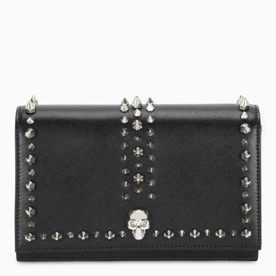 Alexander Mcqueen Small Skull Studded Leather Bag In Black