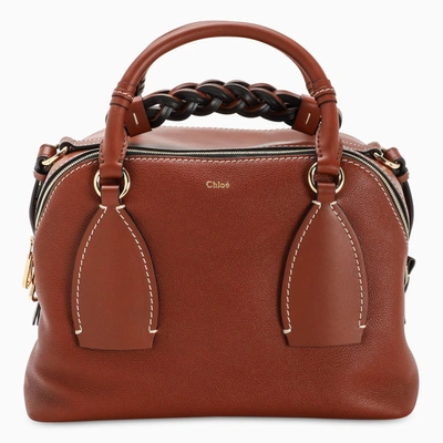Chloé Daria Medium Textured And Smooth Leather Tote In S Sepia Brown