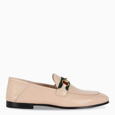 Gucci Nude Web Brixton Loafers In Pink