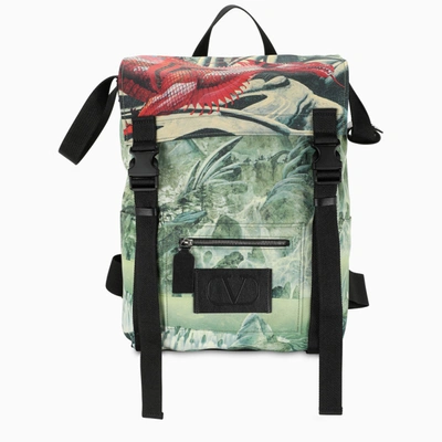 Valentino Garavani Red Dragon Print Backpack In Multicolor