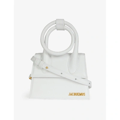 Jacquemus Le Chiquito Noeud Medium Leather Top-handle Bag In White