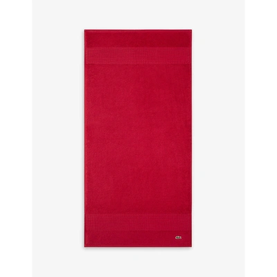 Lacoste Rouge Le Croco Logo-embroidered Organic Cotton Hand Towel 50cm X 100cm Hand Towel