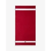 Lacoste Casual Organic Cotton Bath Towel 70cm X 140cm In Rouge