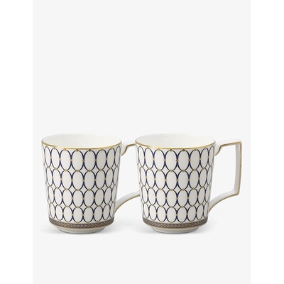 WEDGWOOD RENAISSANCE GOLD FINE BONE CHINA MUGS SET OF TWO,R00103794
