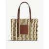 Loewe Women's Square Leather-trimmed Raffia Basket Bag In Natural/black/pecan