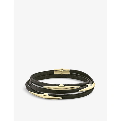 Shaun Leane Arc Yellow Gold-plated Vermeil And Leather Bracelet In Yellow Gold Vermeil