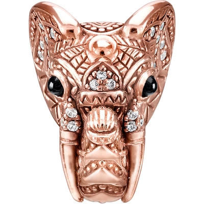 Thomas Sabo Womens Elephant's Head 18ct Rose Gold-plated Sterling Silver, Zirconia And Onyx Karma Bead
