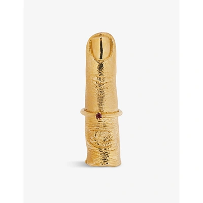 Angostura Garnet And Gold-toned Brass Half-finger Ring