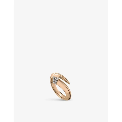 Shaun Leane Tusk Rose Gold-plated Vermeil Sterling Silver And 0.08ct Diamond Ring In Rose Gold Vermeil