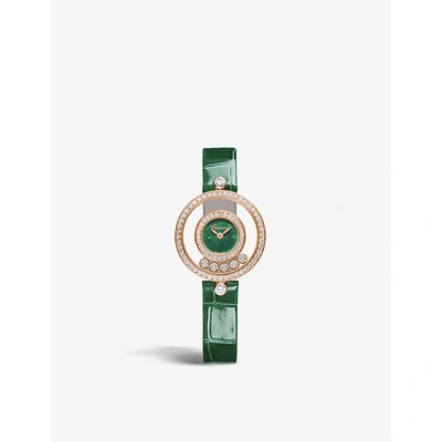 Chopard Rose Gold 203957-5209 Happy Diamonds 18ct Rose-gold, 0.91ct Full-cut Diamond And Alligator-embossed