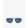 Ray Ban Dark Blue Rectangular Unisex Sunglasses Rb3668 901480 55 In Black