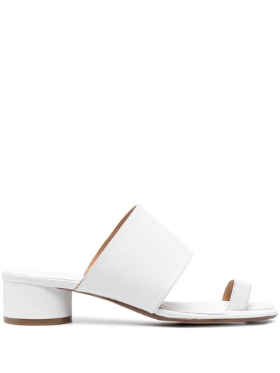 Maison Margiela 30mm Tabi Leather Thong Sandals In White