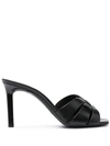 Saint Laurent Tribute Embossed Croc Mules In Black