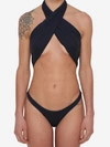 Reina Olga Front Cross Halter Neck Open Back Trikini In Black