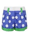 MOSCHINO SATIN POLKA DOT SHORTS IN BLUE