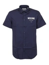 MOSCHINO SHORT SLEEVED COTTON SHIRT IN BLUE