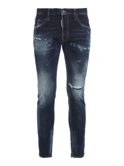 Dsquared2 Distressed Skinny Jeans In Blue