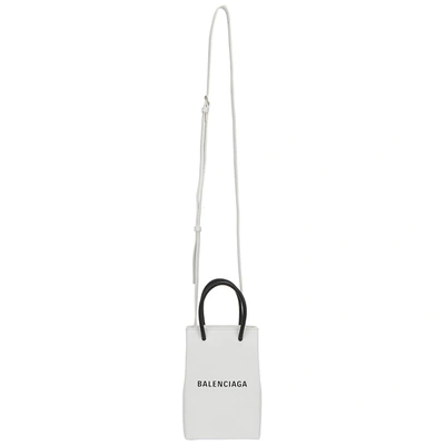 Balenciaga Women's Leather Cross-body Messenger Shoulder Bag  Phone Holder In Silver