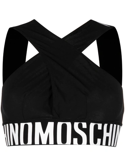 Moschino Logo-print Sports Bra In Black