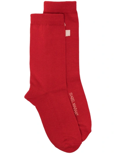 Isabel Marant Logo-intarsia Socks In Red