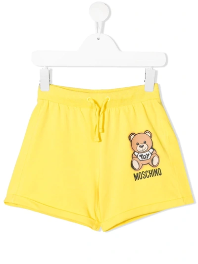 Moschino Kids' Toy Bear Shorts In Yellow