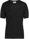 Prada Wool Short-sleeve Sweater In Black