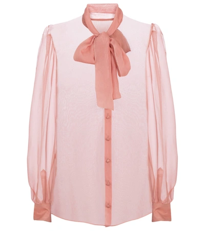 Dolce & Gabbana Pussy-bow Silk-chiffon Blouse In Pink