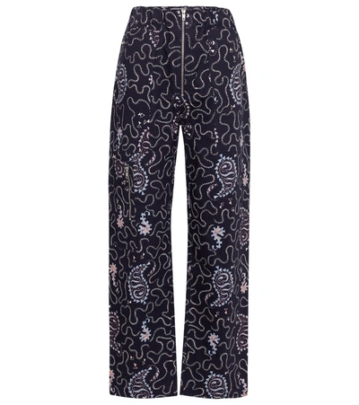 Isabel Marant Étoile Abstract-print Cotton Trousers In Blue