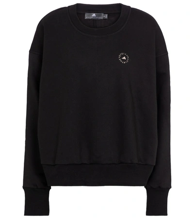 Adidas By Stella Mccartney Logo Cotton-blend Jersey Sweatshirt In Black