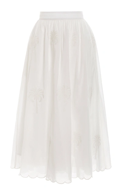 Agua By Agua Bendita Women's Curcuma Bruma-hand Embroidered Cotton Midi Skirt In White