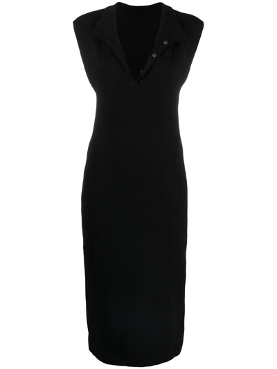 Jacquemus La Robe Santon Linen Midi Dress In Black