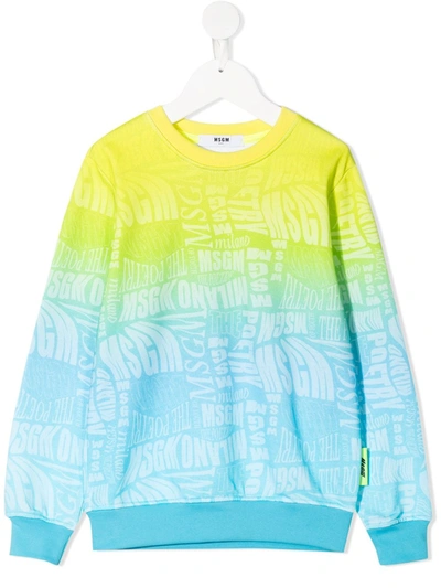 Msgm Logo-print Gradient Sweatshirt In Multi