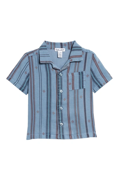 Splendid Icon Stripe Button-up Shirt In Blue Shadow