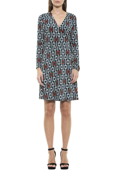 Alexia Admor Geo Printed Wrap Dress In Emerald