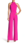 Alexia Admor Meghan Halter Crepe Jumpsuit In Hot Pink