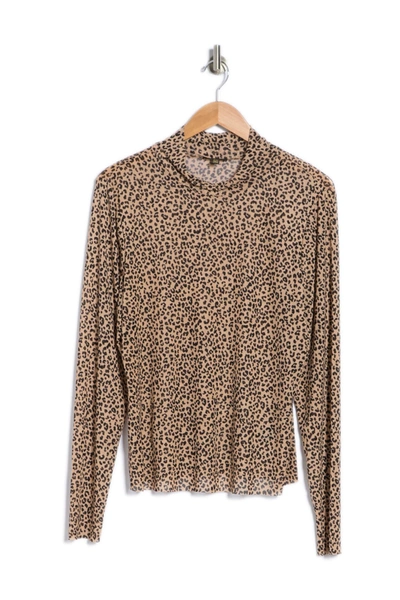 Afrm Mock Neck Mesh Top In Two-tone Animal