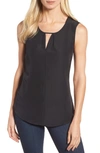 Nic + Zoe Keyhole Crepe Tank Top In Black Onyx