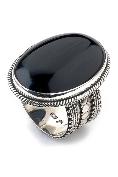 Samuel B Jewelry Sterling Silver Bezel Set Oval Black Onyx Ring